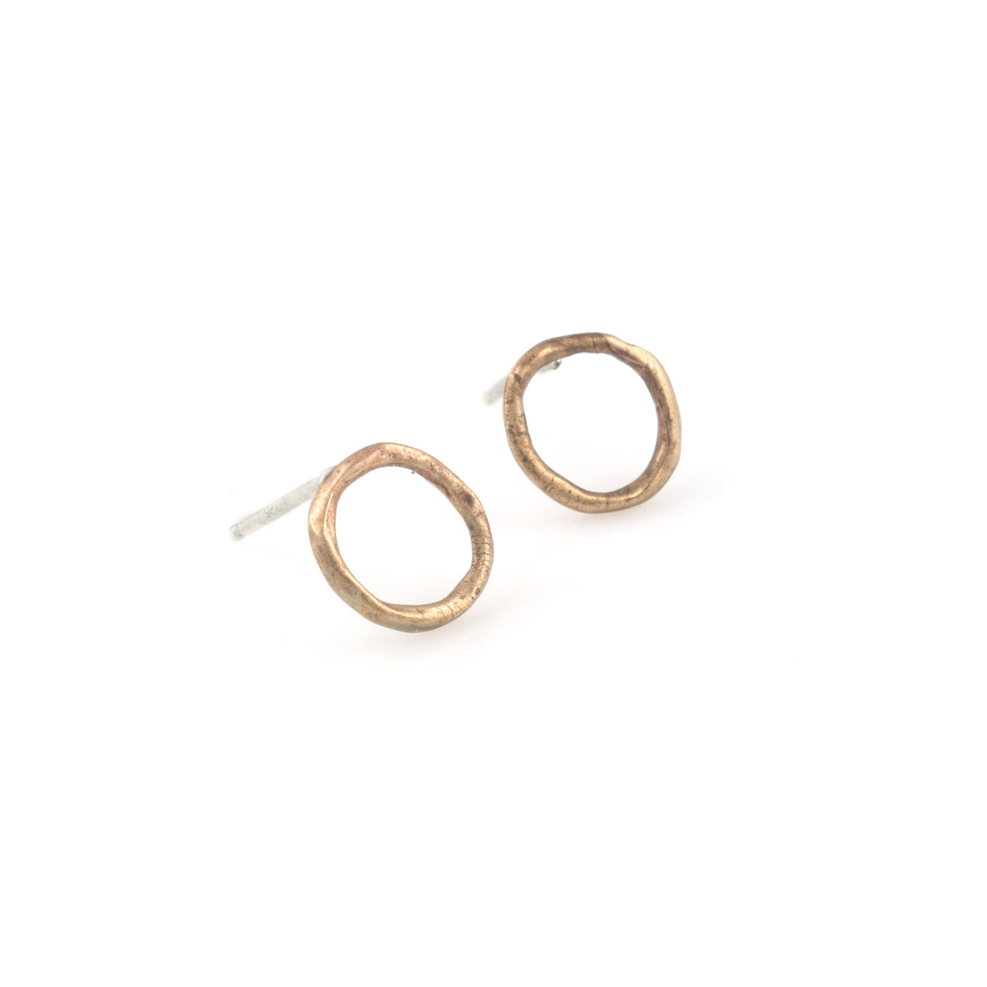 Stud-Earrings-Made-in-Amercia-Circle-Silver-Bronze-Small