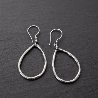 Teardrop-earrings-bronze-sterling-silver-hoops