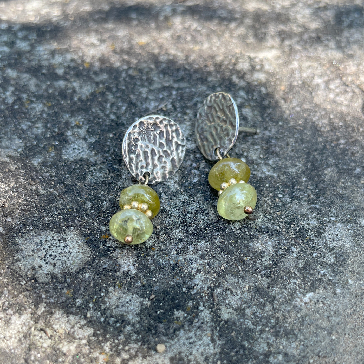 Green Garnet Post Drops | Silver