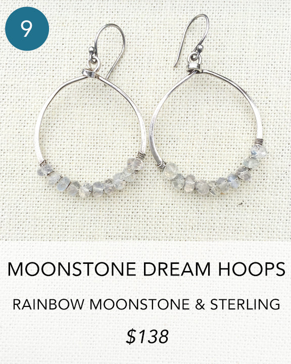 Moonstone Dream Hoops | Sterling Silver