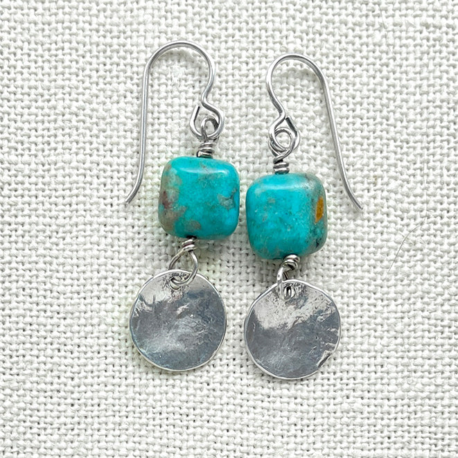 Turquoise Disc Drops | Silver