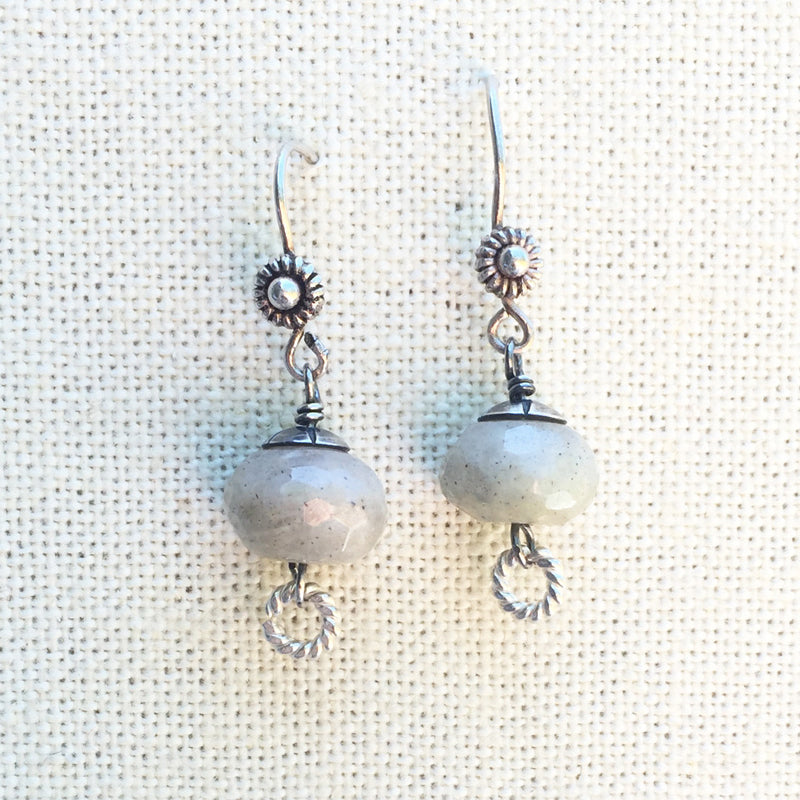 Grey labradorite earrings  |  Silver