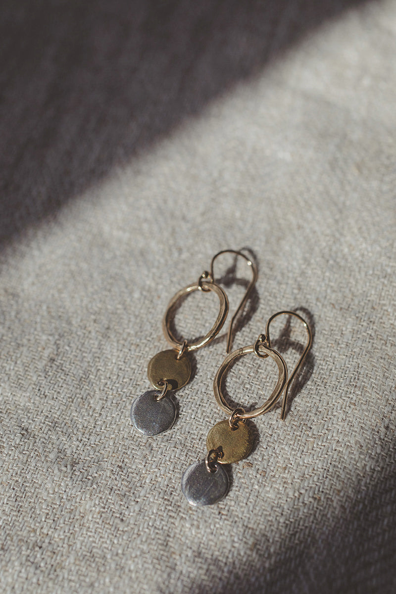 Beltane Dangle Earrings | Silver & Bronze