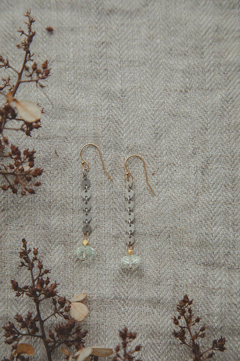Green Amethyst Alchemy Earrings | Silver