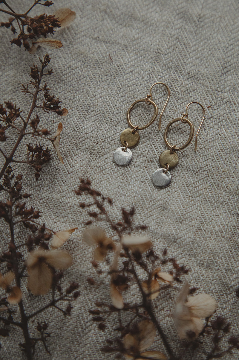 Beltane Dangle Earrings | Silver & Bronze