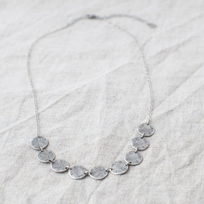 handmade-necklace-disc-layered-adjustable-mixed-metals-silver