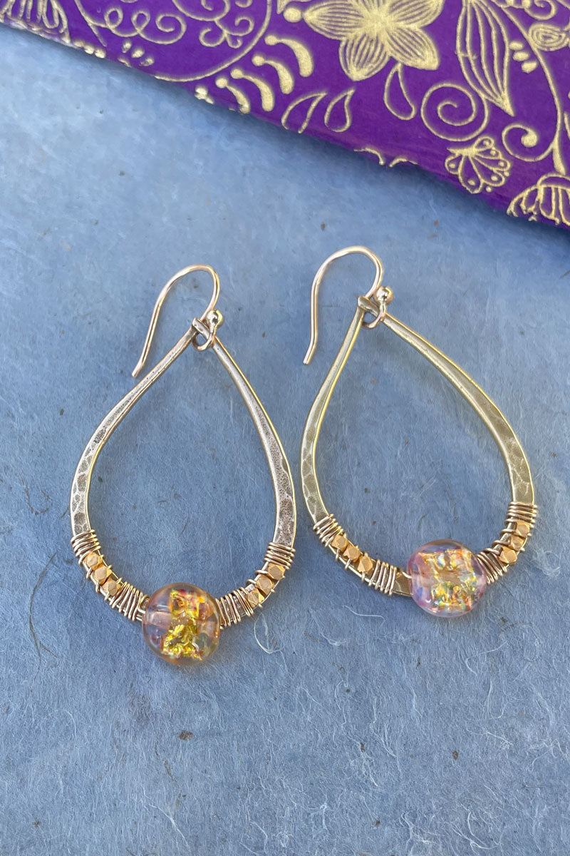 Gold Opal Wrapped Teardrop | Bronze & Vermeil