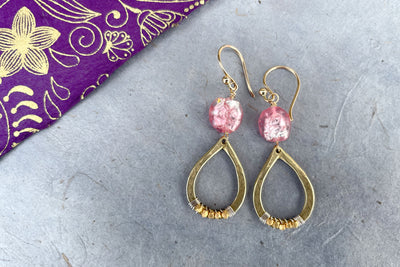 Pink Sapphire Teardrop Dangle | Bronze & Vermeil