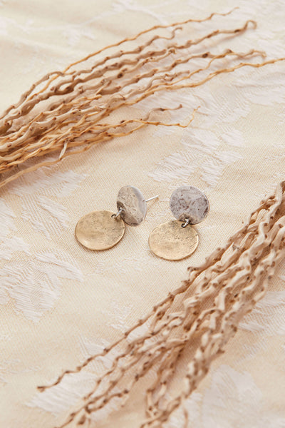 Sun and Moon Earrings | Silver and Bronze