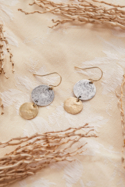 Eos Drop Earrings | Silver & Bronze