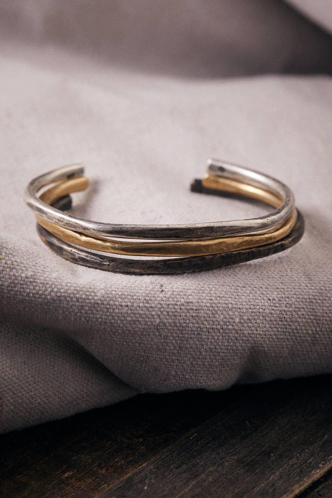 Kristen Mara men's hammered black oxidized sterling silver cuff bracelet