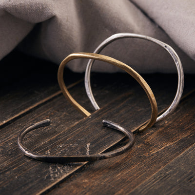 Kristen Mara men's hammered black oxidized sterling silver cuff bracelet