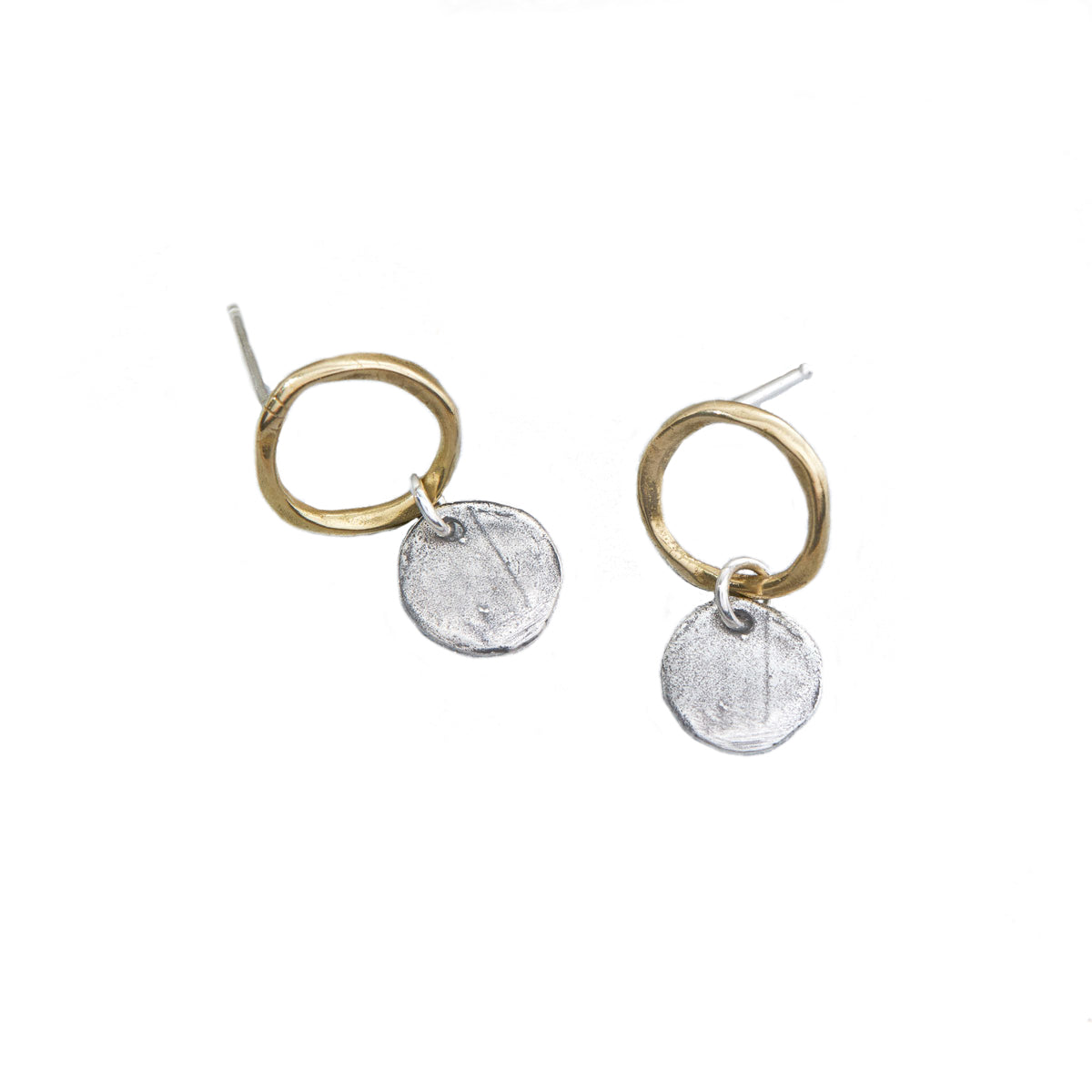 Moon Drop Earrings | Silver and Bronze